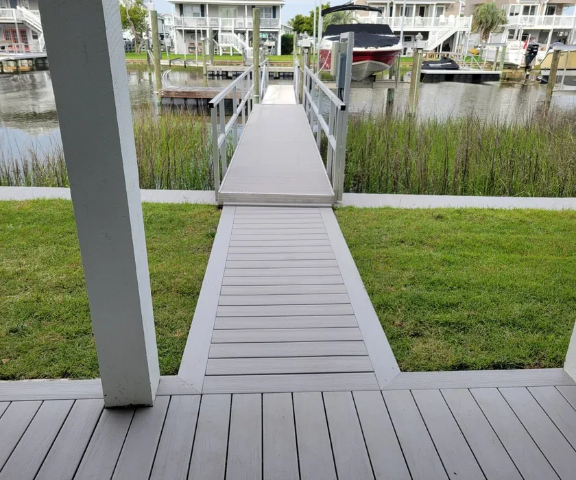 New backyard deck with composite boards and railings in Charlotte, NC