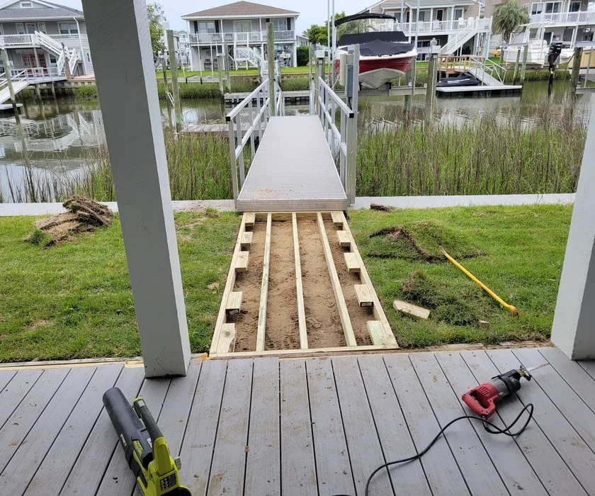 Deck railing detail on a finished outdoor deck